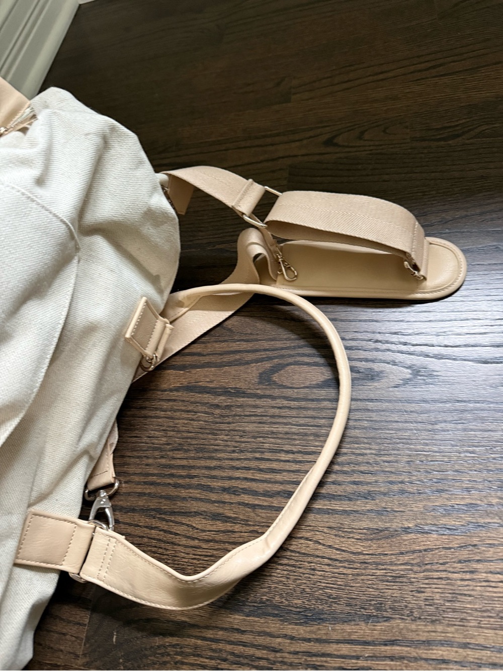 BEIS Cream Canvas and Tan Leather-Trim Travel Bag - Picture 5 of 9